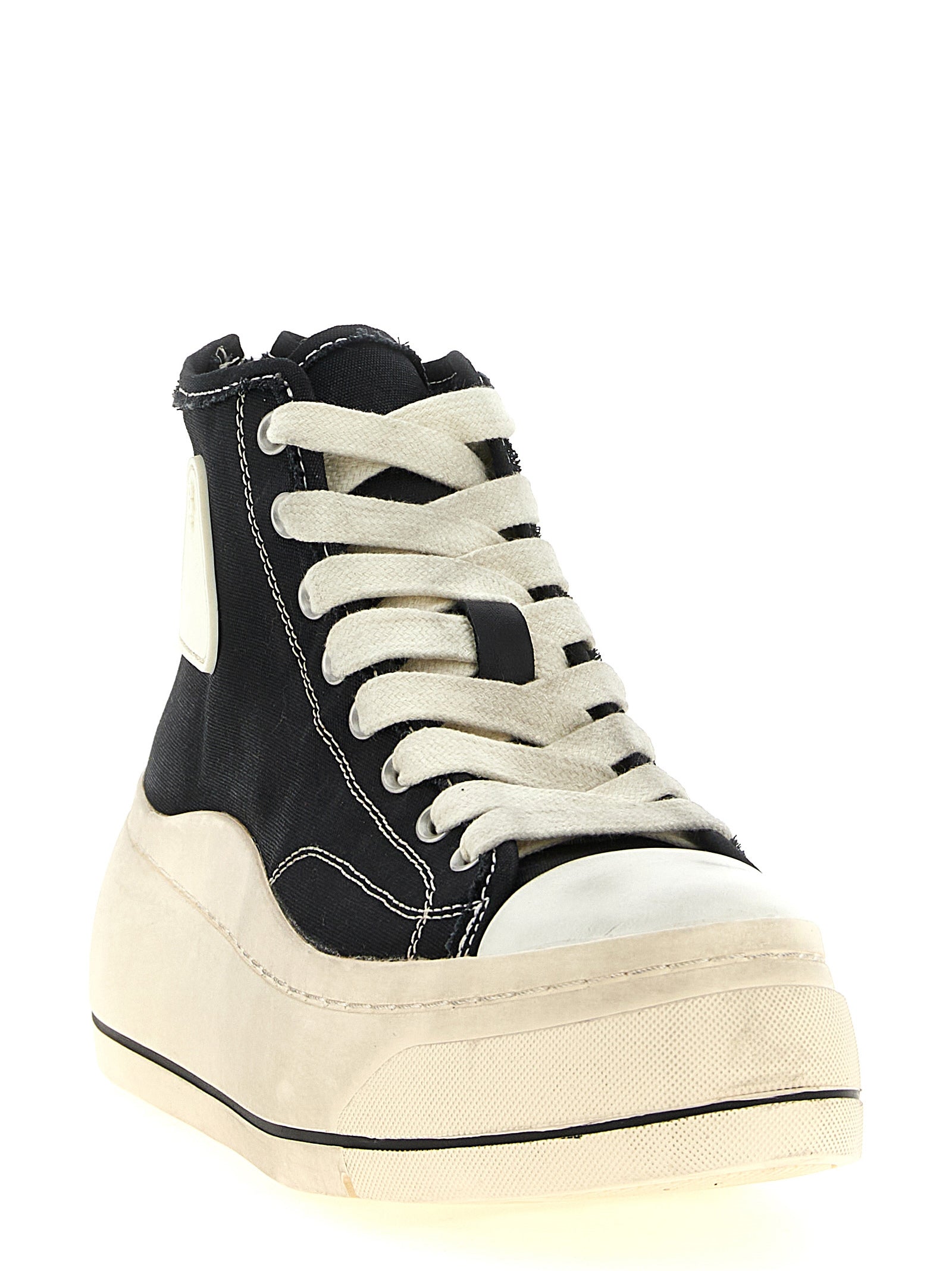 Black Cotton High Top Sneakers