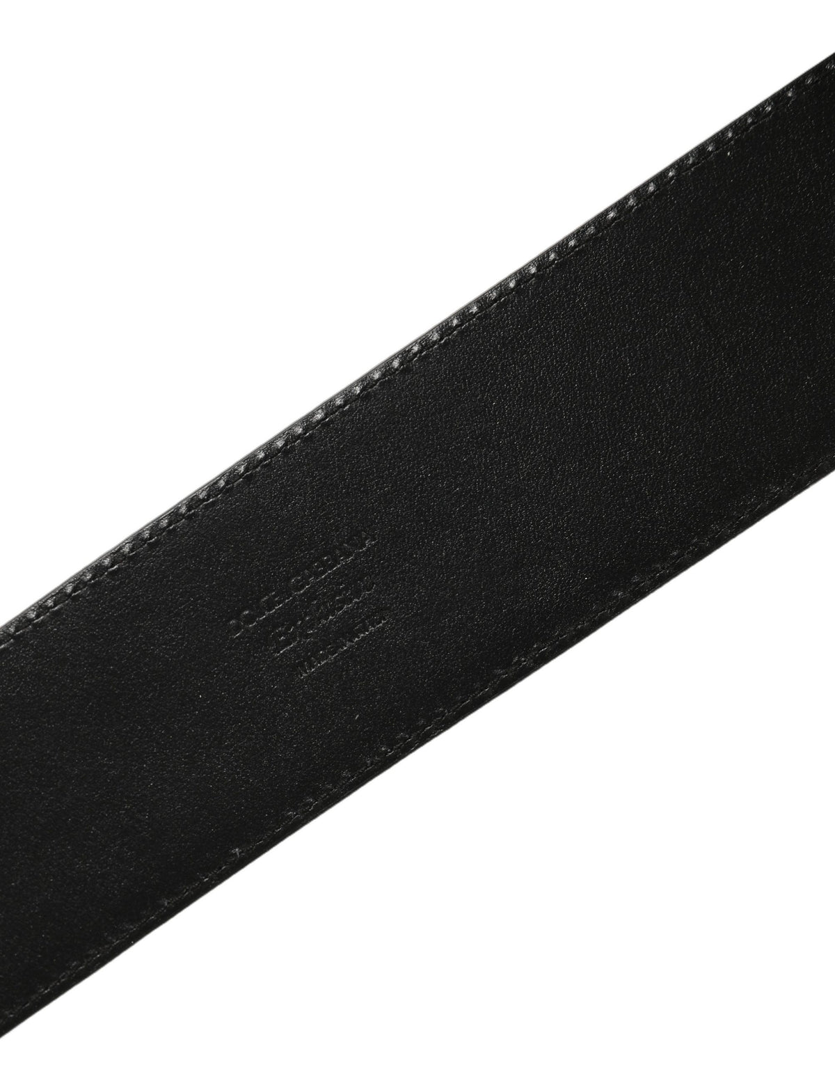 Black Exotic Leather Gold Metal Buckle Belt