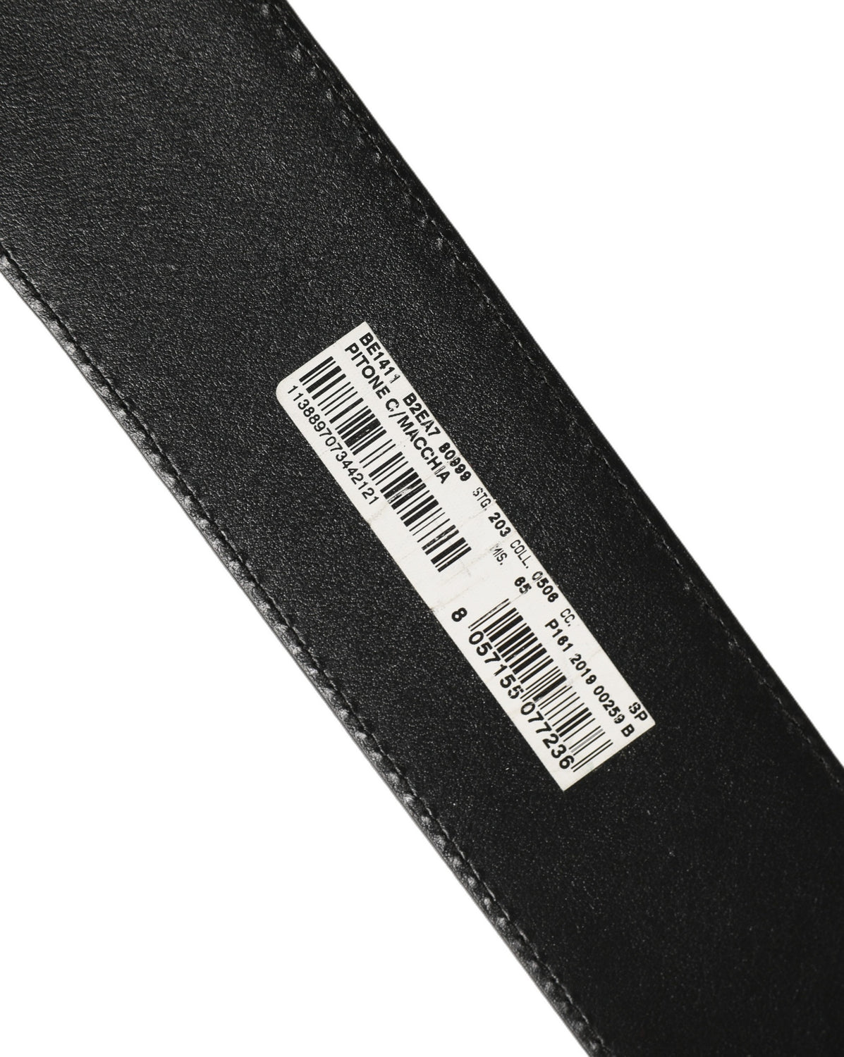 Black Exotic Leather Gold Metal Buckle Belt