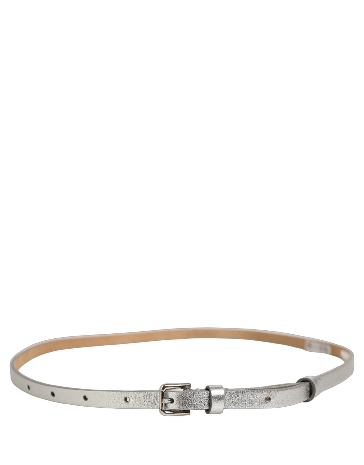 Metallic Silver Leather Square Buckle Belt