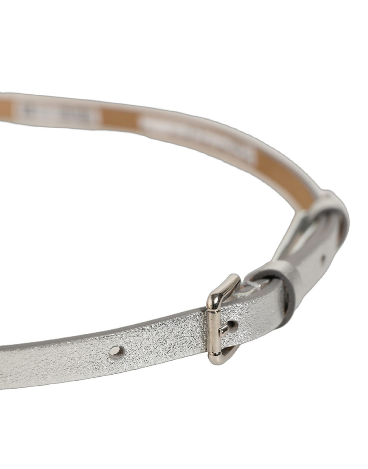 Metallic Silver Leather Square Buckle Belt