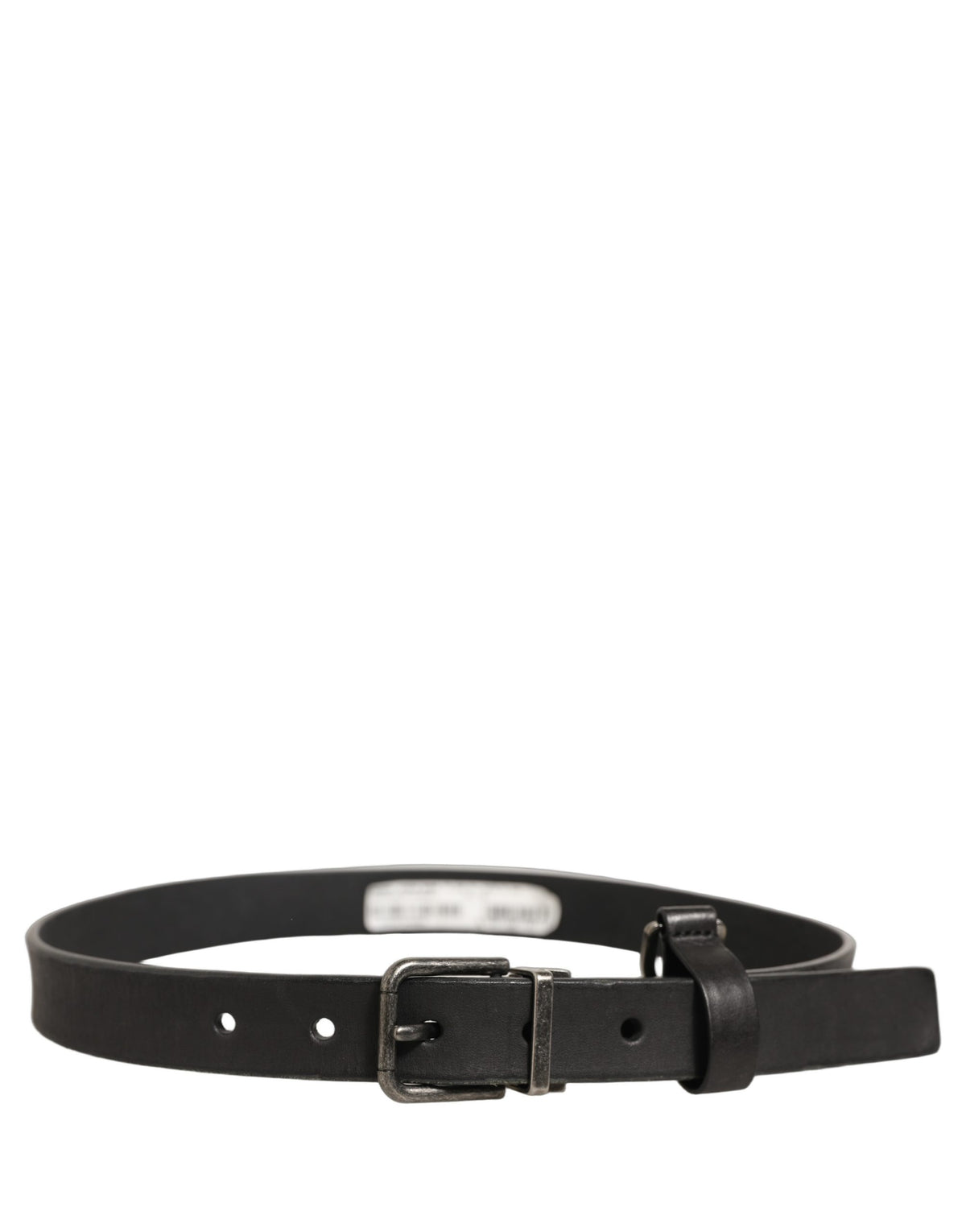 Black Leather Antique Finish Buckle Belt