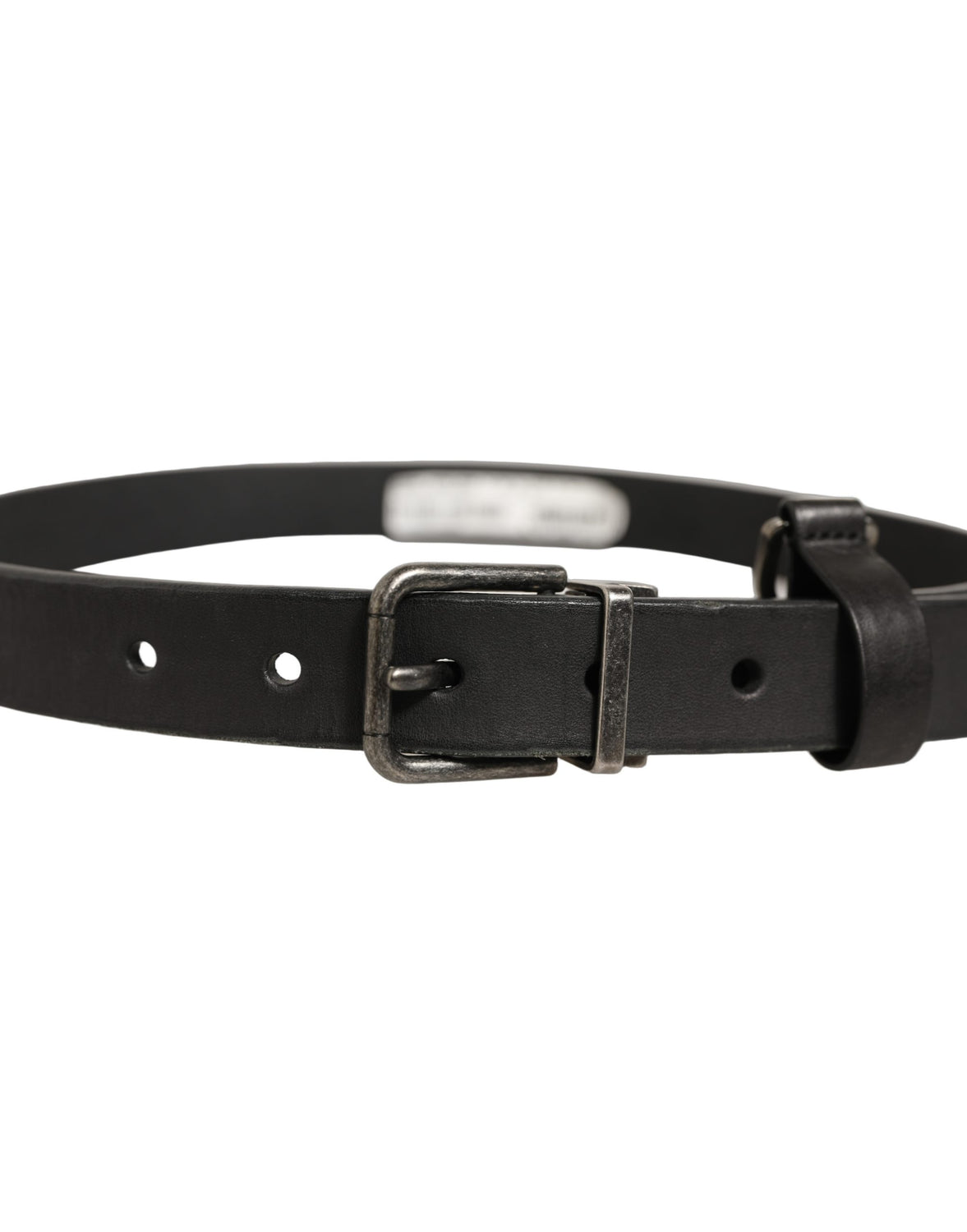 Black Leather Antique Finish Buckle Belt
