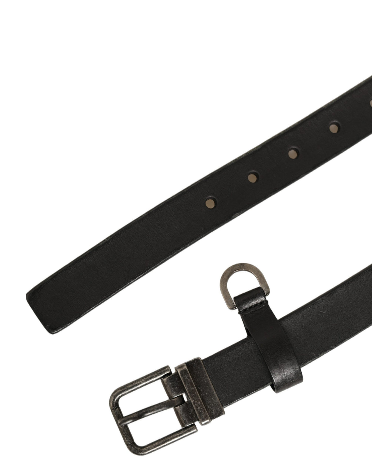 Black Leather Antique Finish Buckle Belt