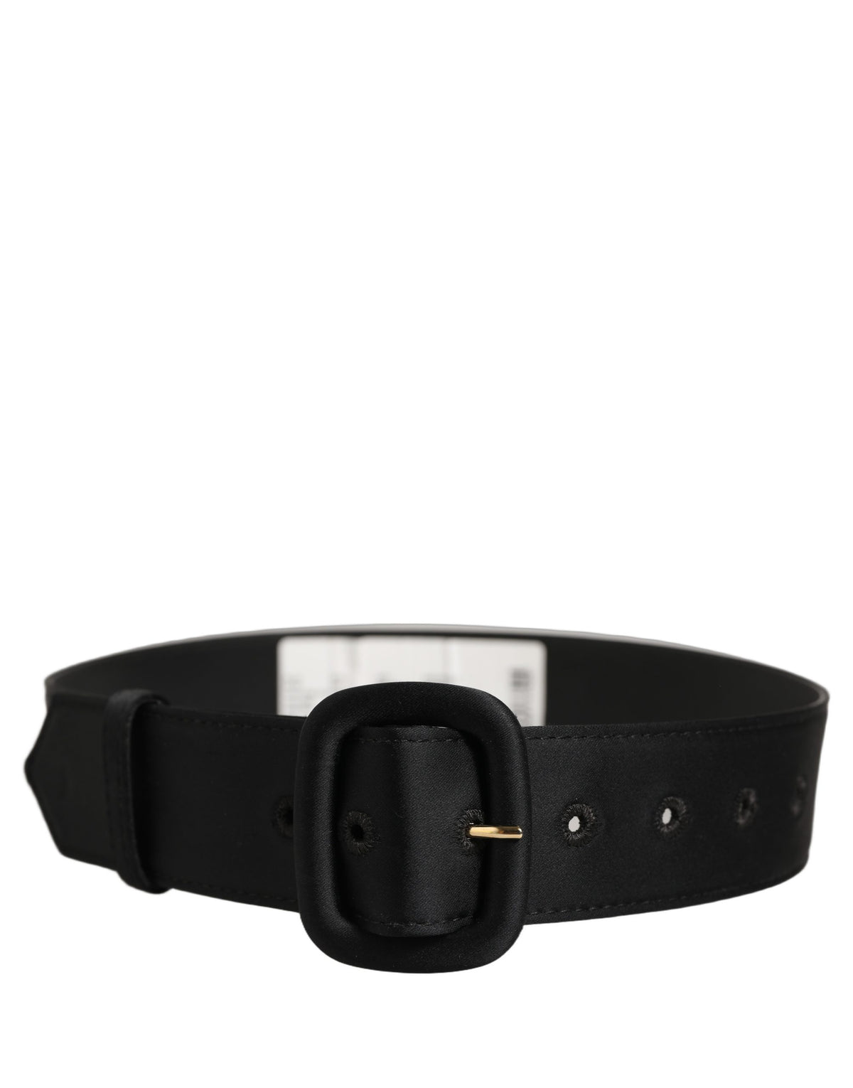 Black Wide Fabric Oval Buckle Cintura Belt