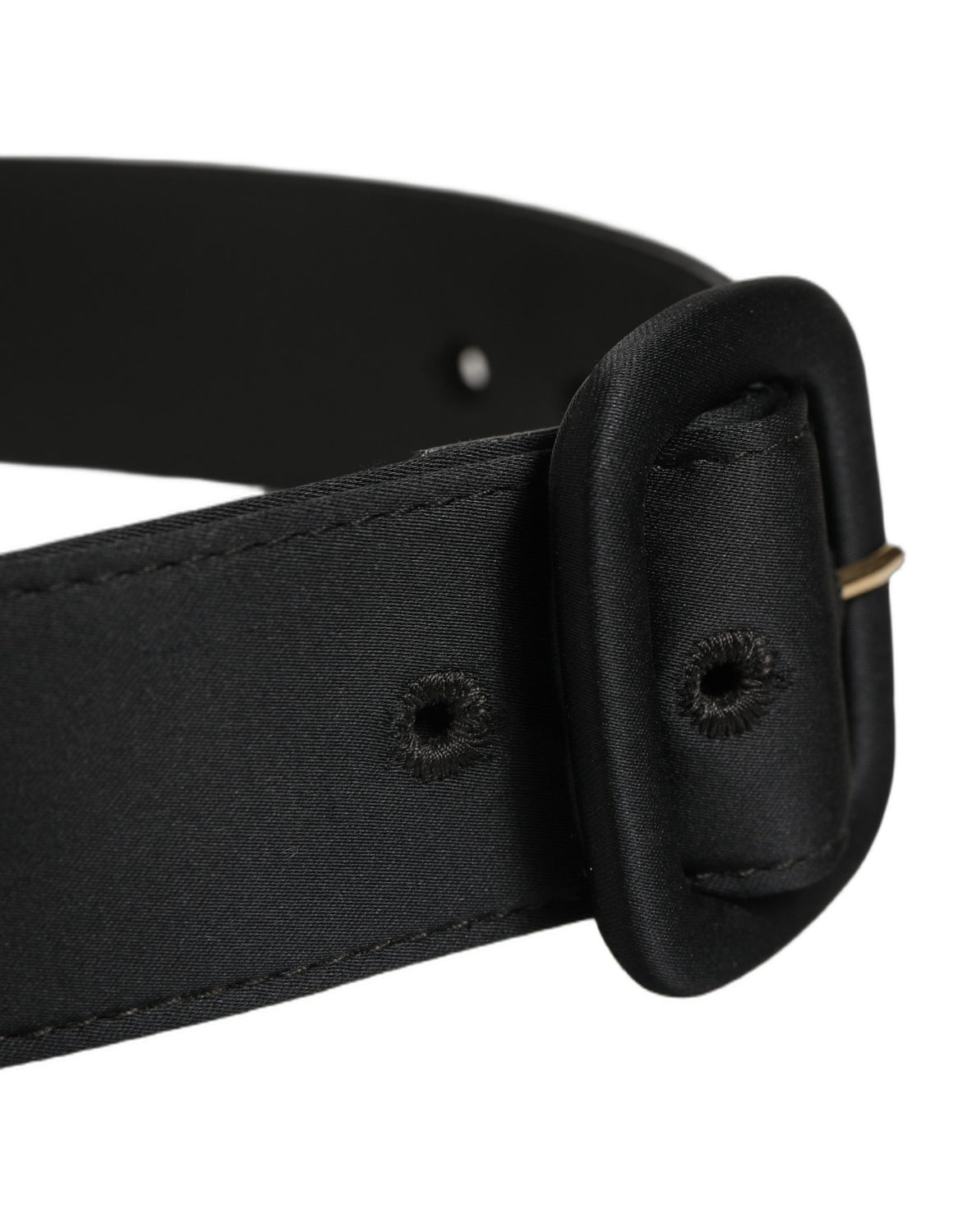 Black Wide Fabric Oval Buckle Cintura Belt