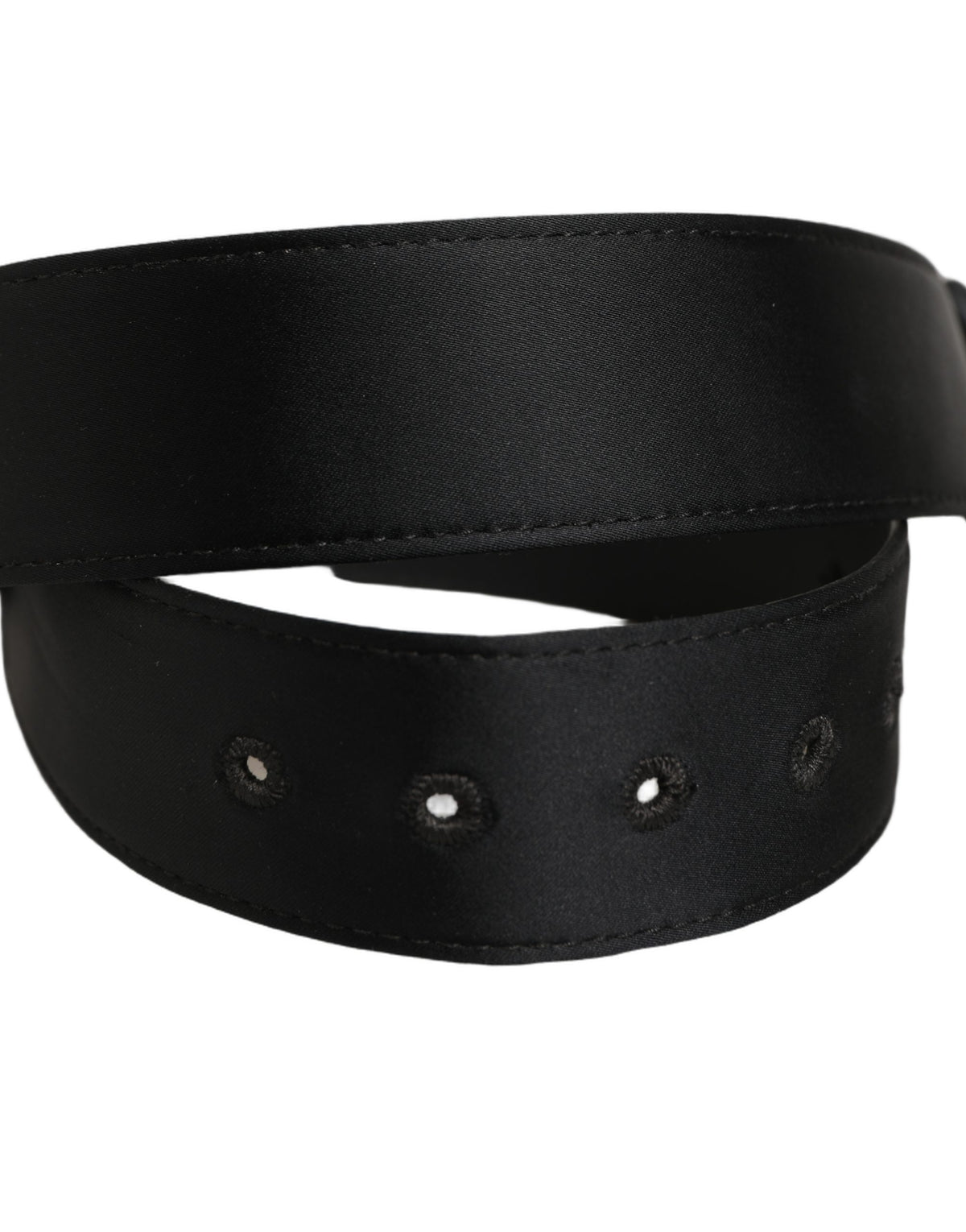 Black Wide Fabric Oval Buckle Cintura Belt