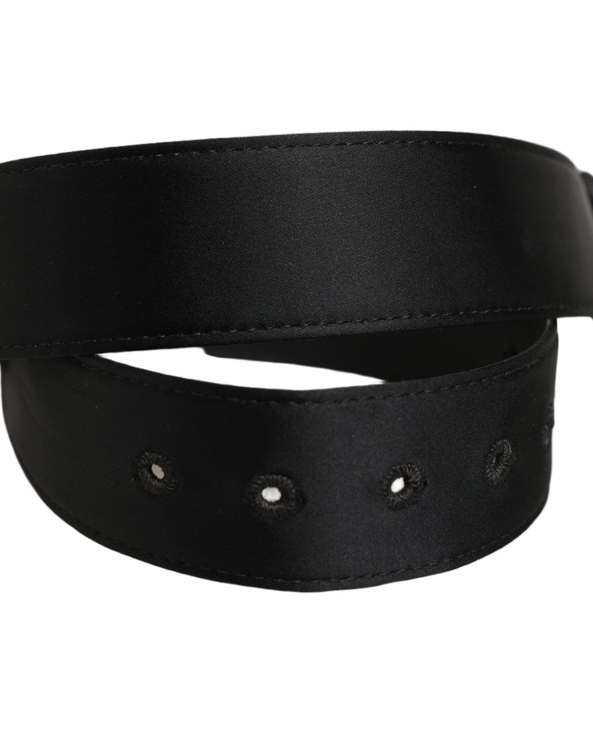 Black Wide Fabric Oval Buckle Cintura Belt