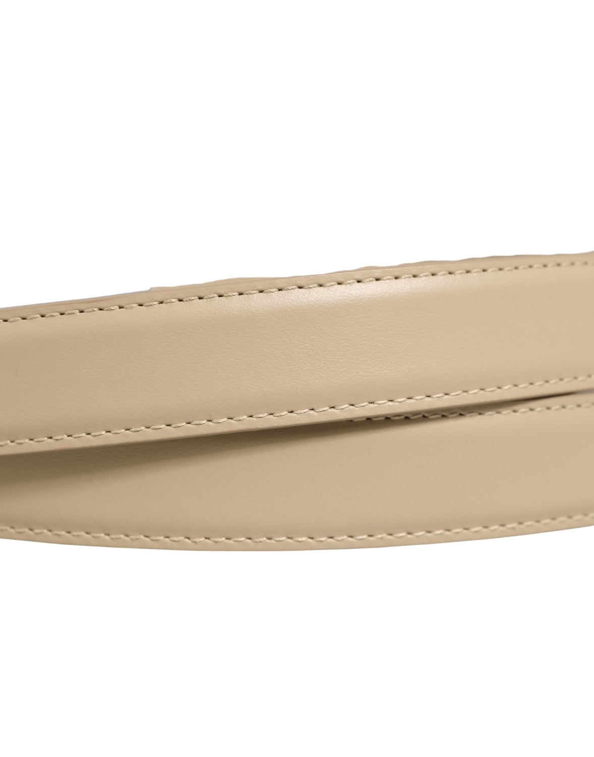 Beige Leather Double Wrap Gold Buckle Belt