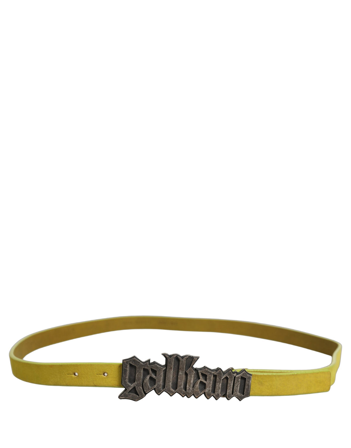 Yellow Waxed Leather Rustic Silver Logo Buckle Belt