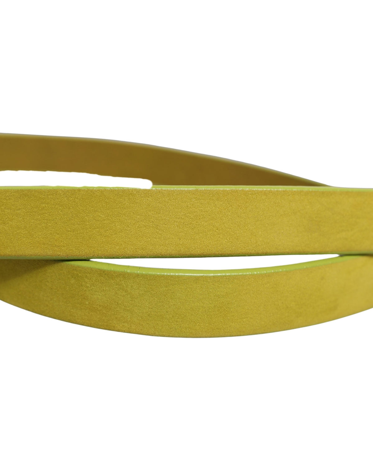Yellow Waxed Leather Rustic Silver Logo Buckle Belt