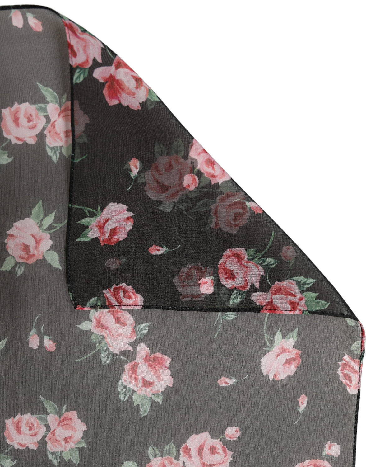 Black Silk Floral Chiffon Long Stole Scarf