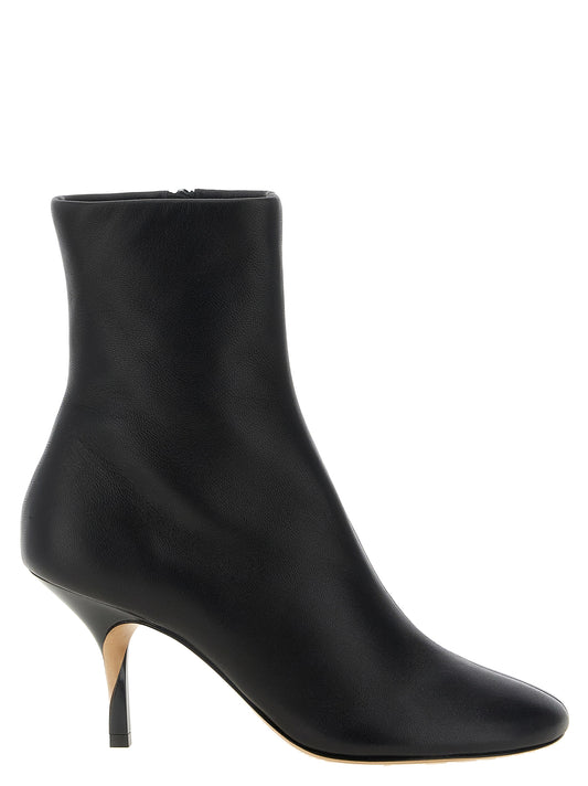 Black Lamb Leather Ankle Boots