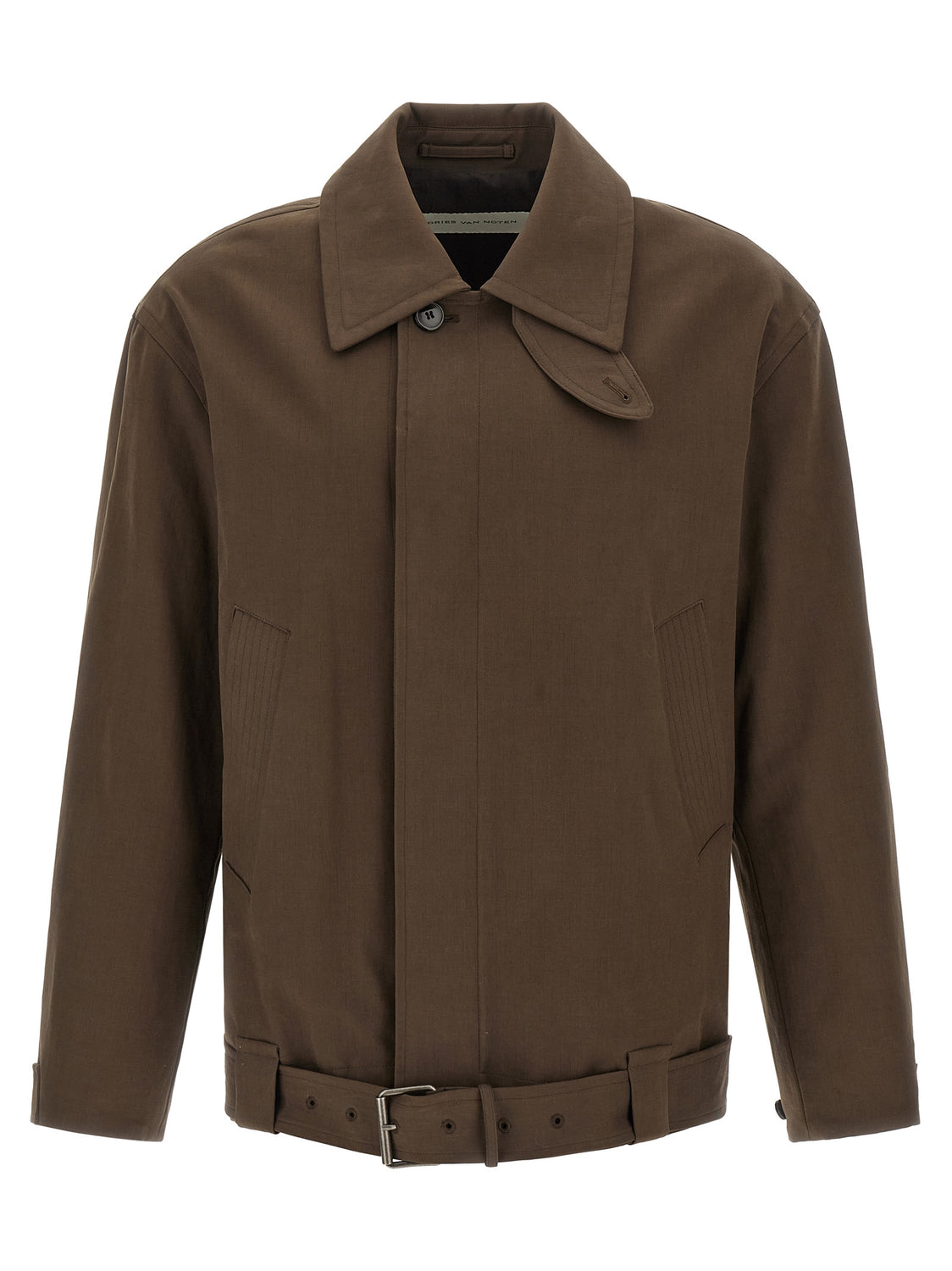 Brown Cotton Full-Length Jacket