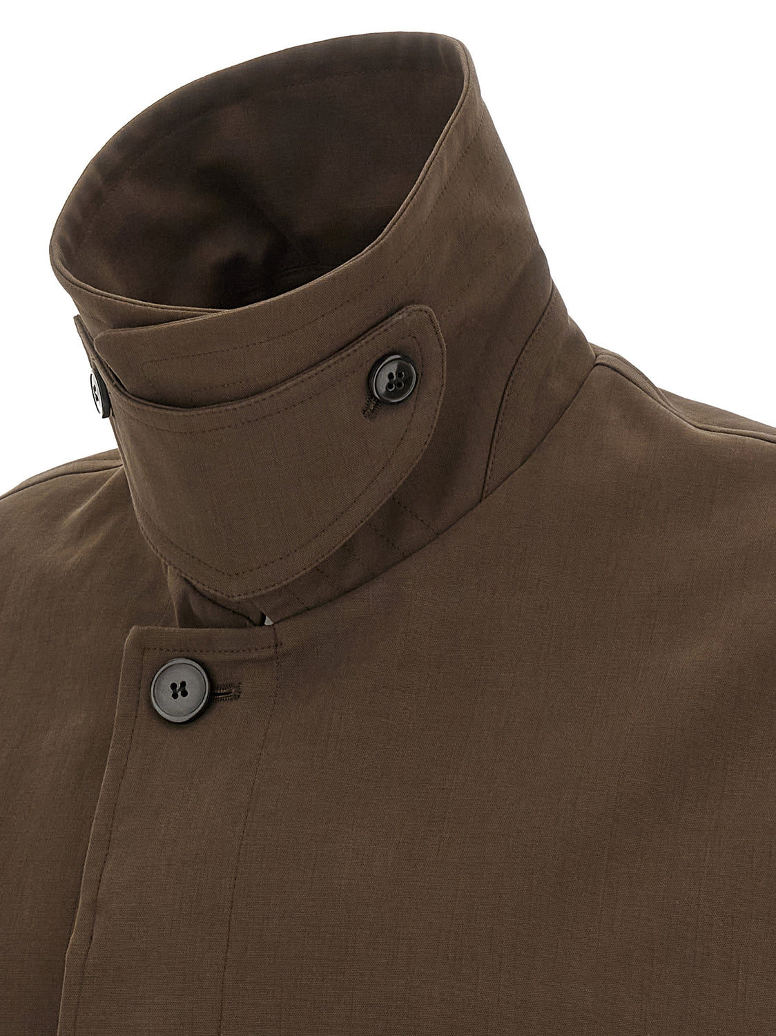 Brown Cotton Full-Length Jacket