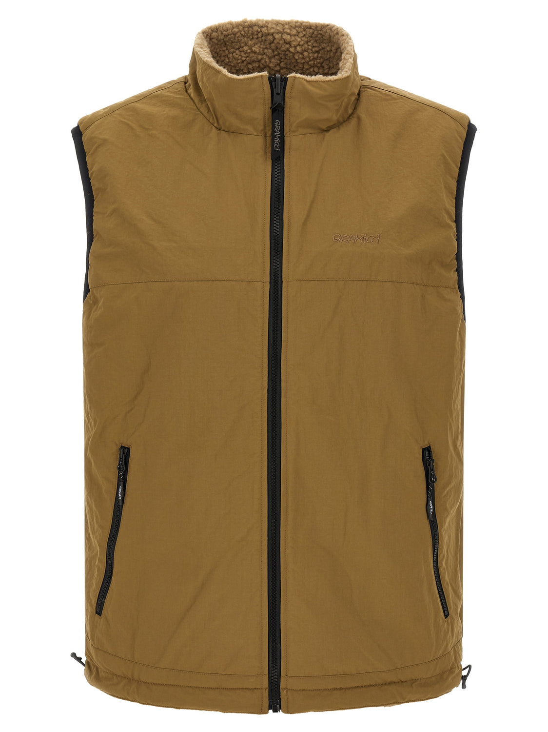 Beige Polyester Sleeveless Jacket