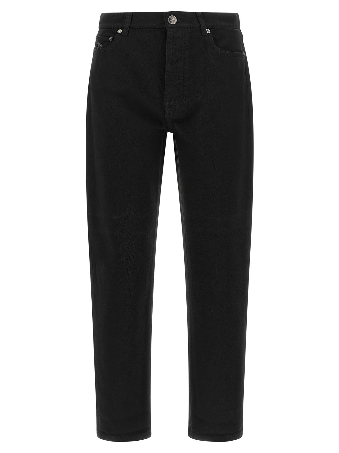 Black Cotton Straight-Leg Jeans
