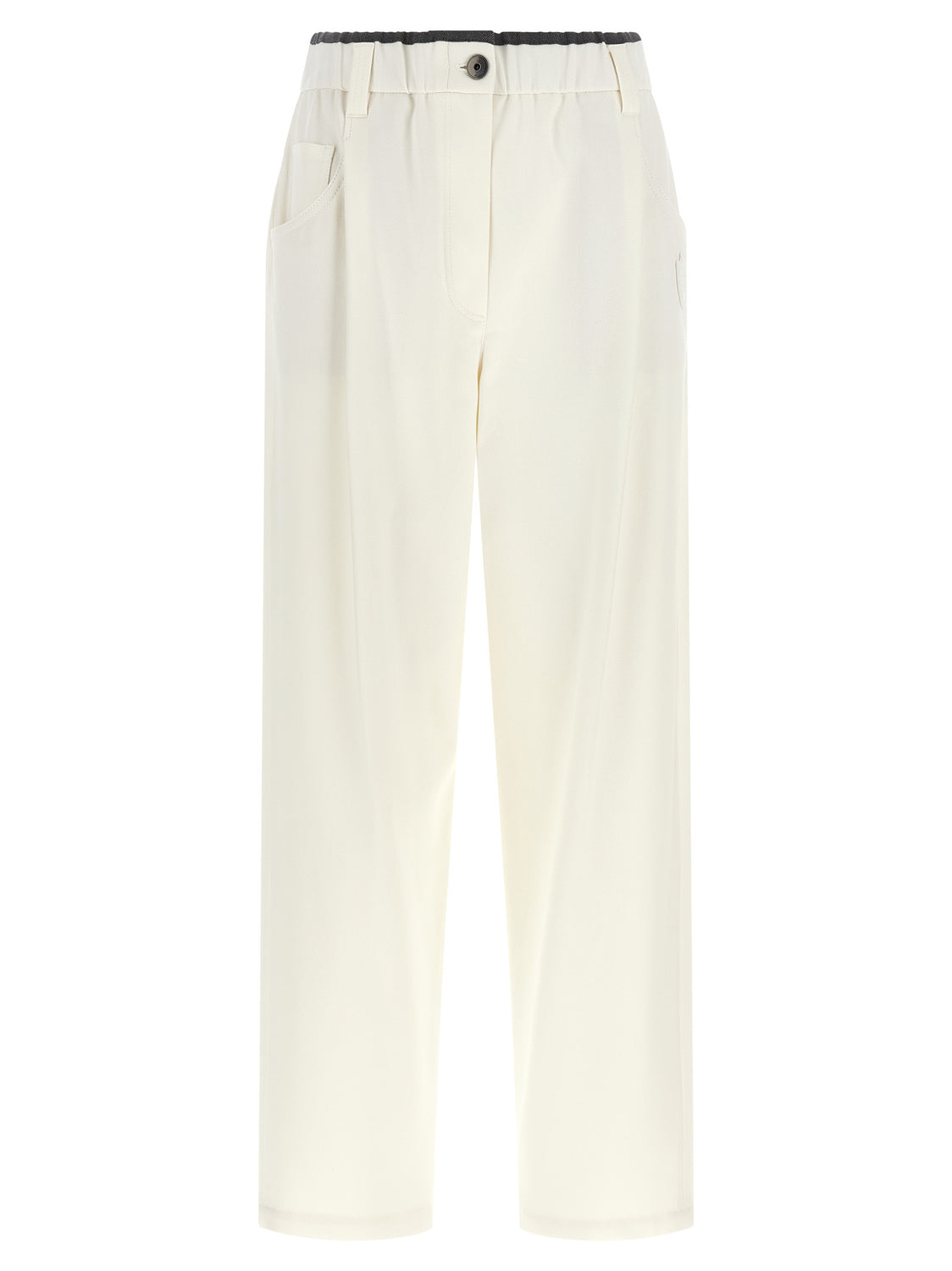 White Cotton Casual Pants