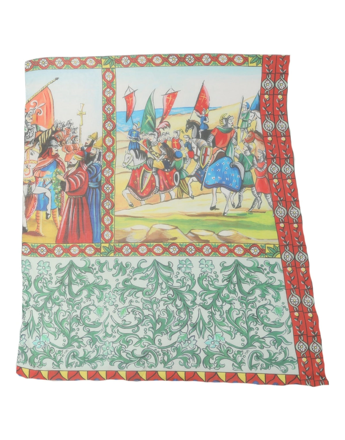 Multicolor Silk Printed Square Foulard Scarf