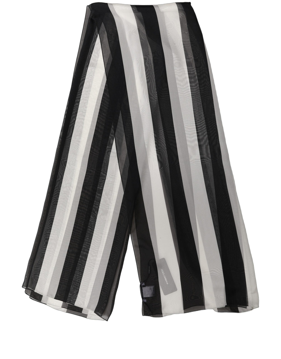 Black White Stripe Silk Shawl Stole Scarf