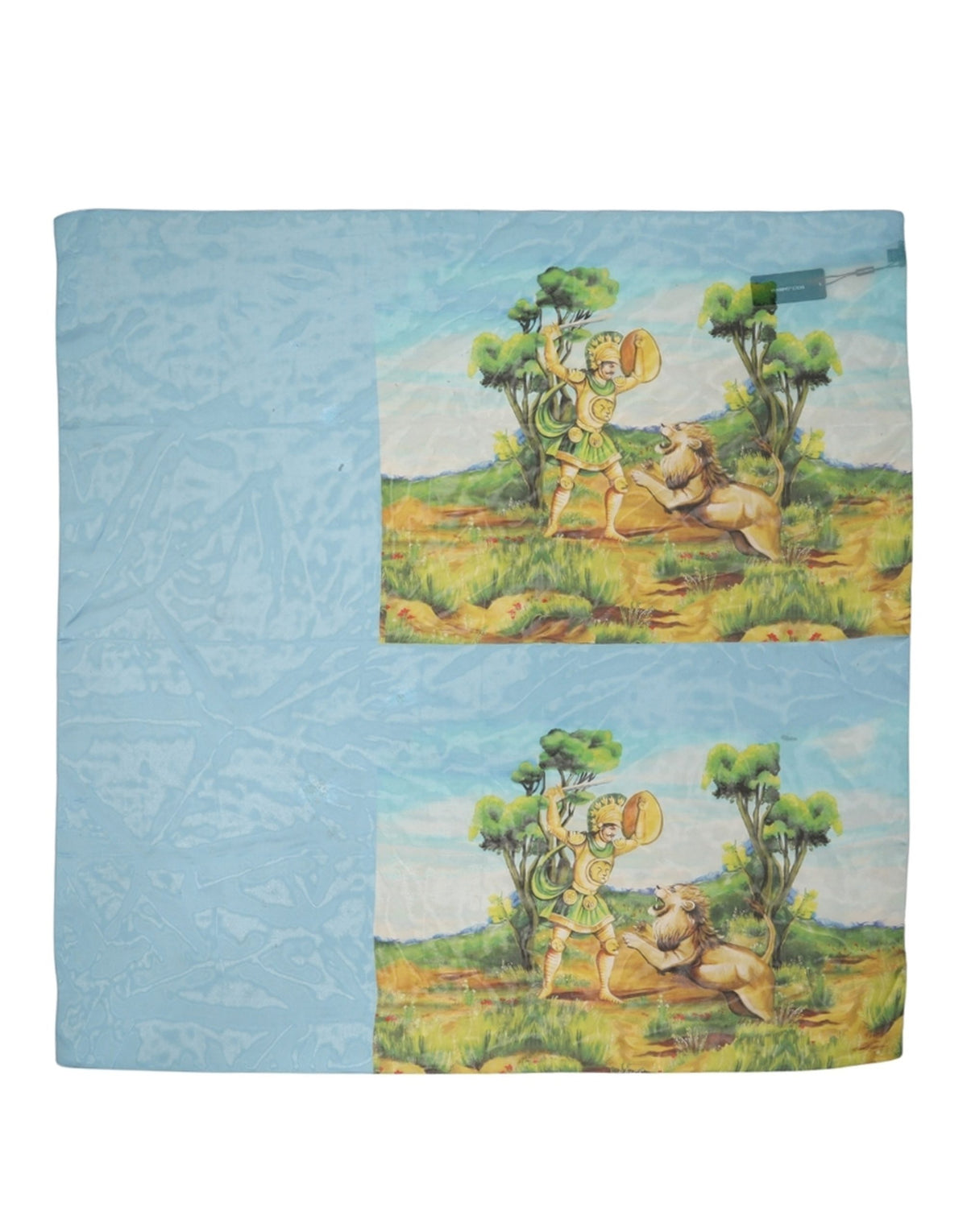 Light Blue Silk Landscape Foulard Scarf