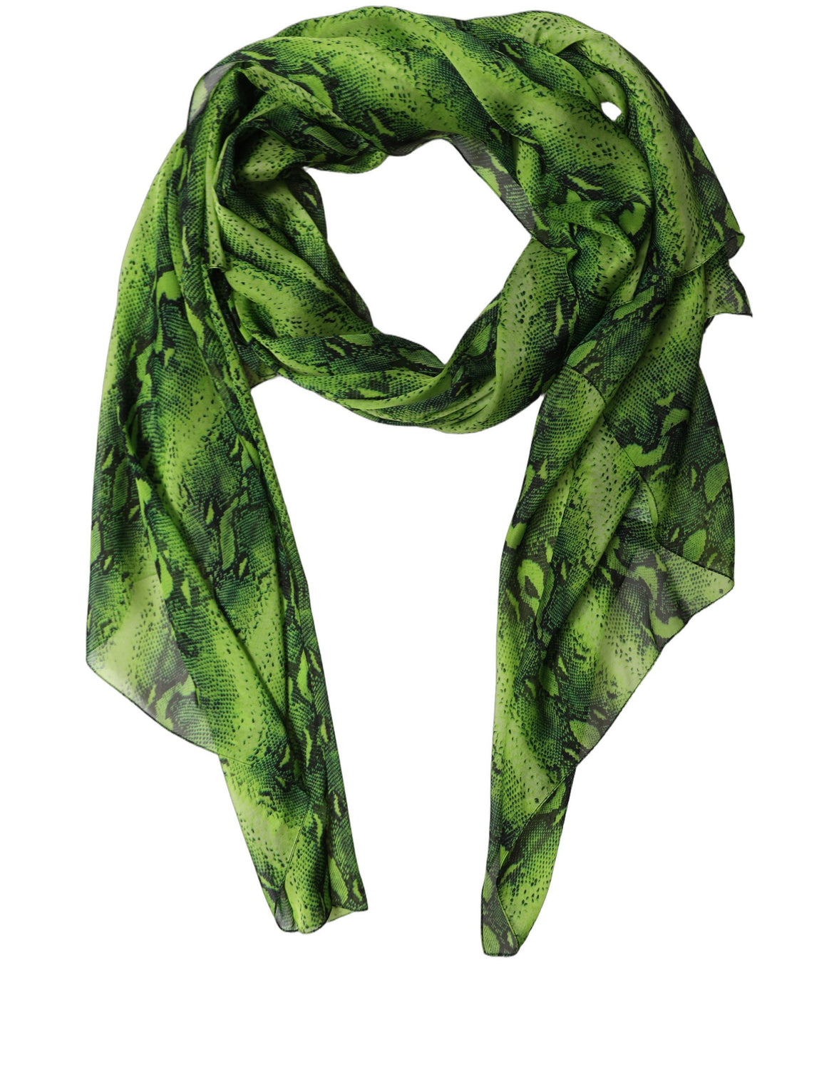 Green Black Printed Silk Sheer Stole Scarf
