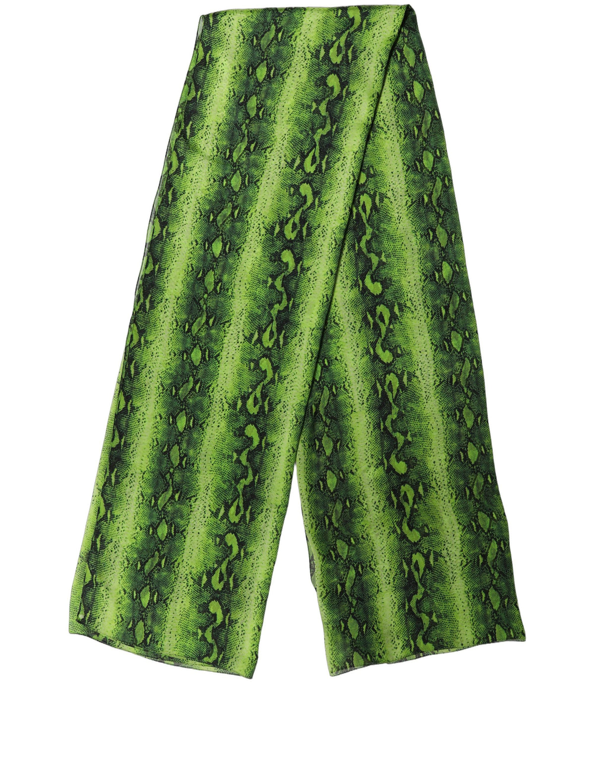 Green Black Printed Silk Sheer Stole Scarf
