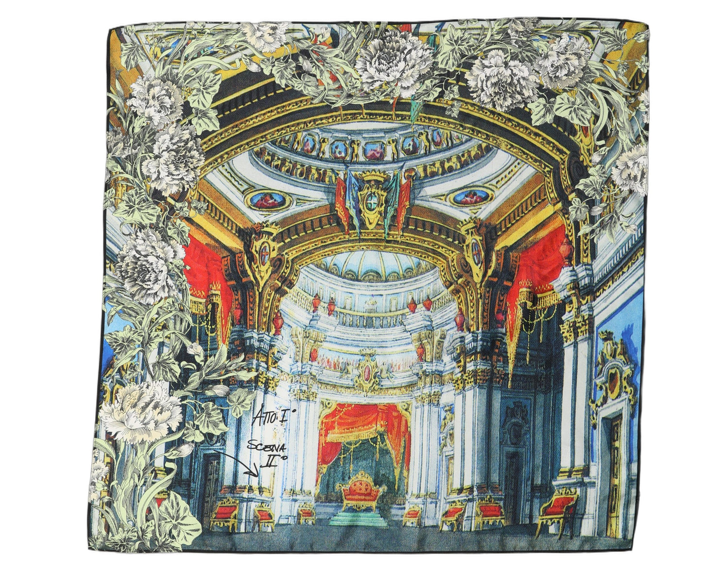Multicolor Printed Silk Square Foulard Scarf