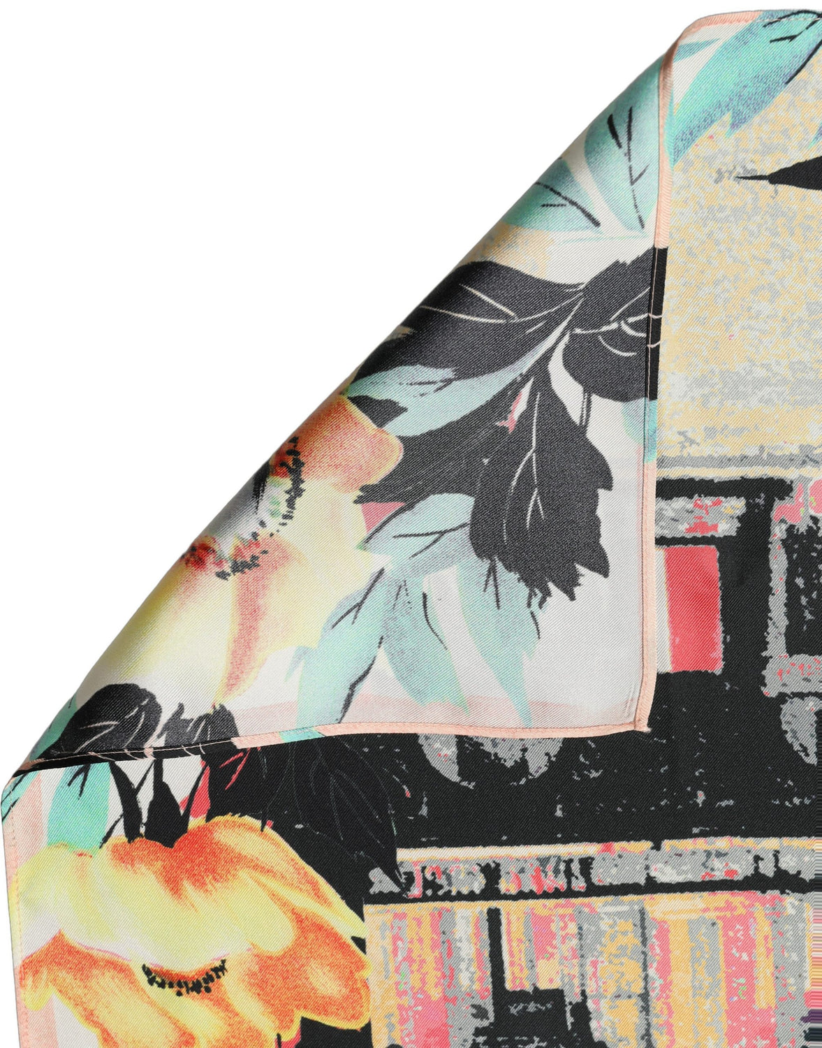 Multicolor Printed Silk Square Foulard Scarf