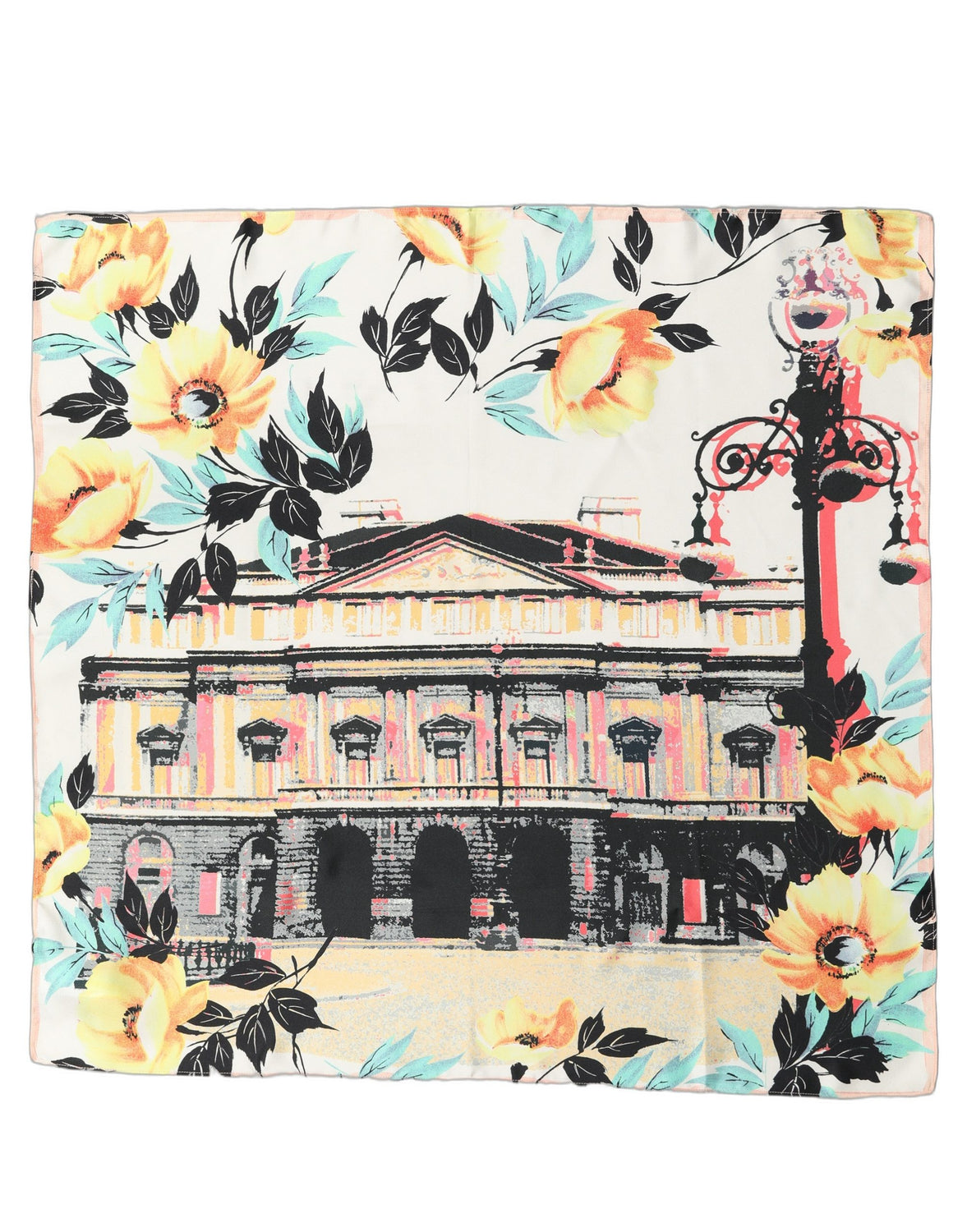 Multicolor Printed Silk Square Foulard Scarf