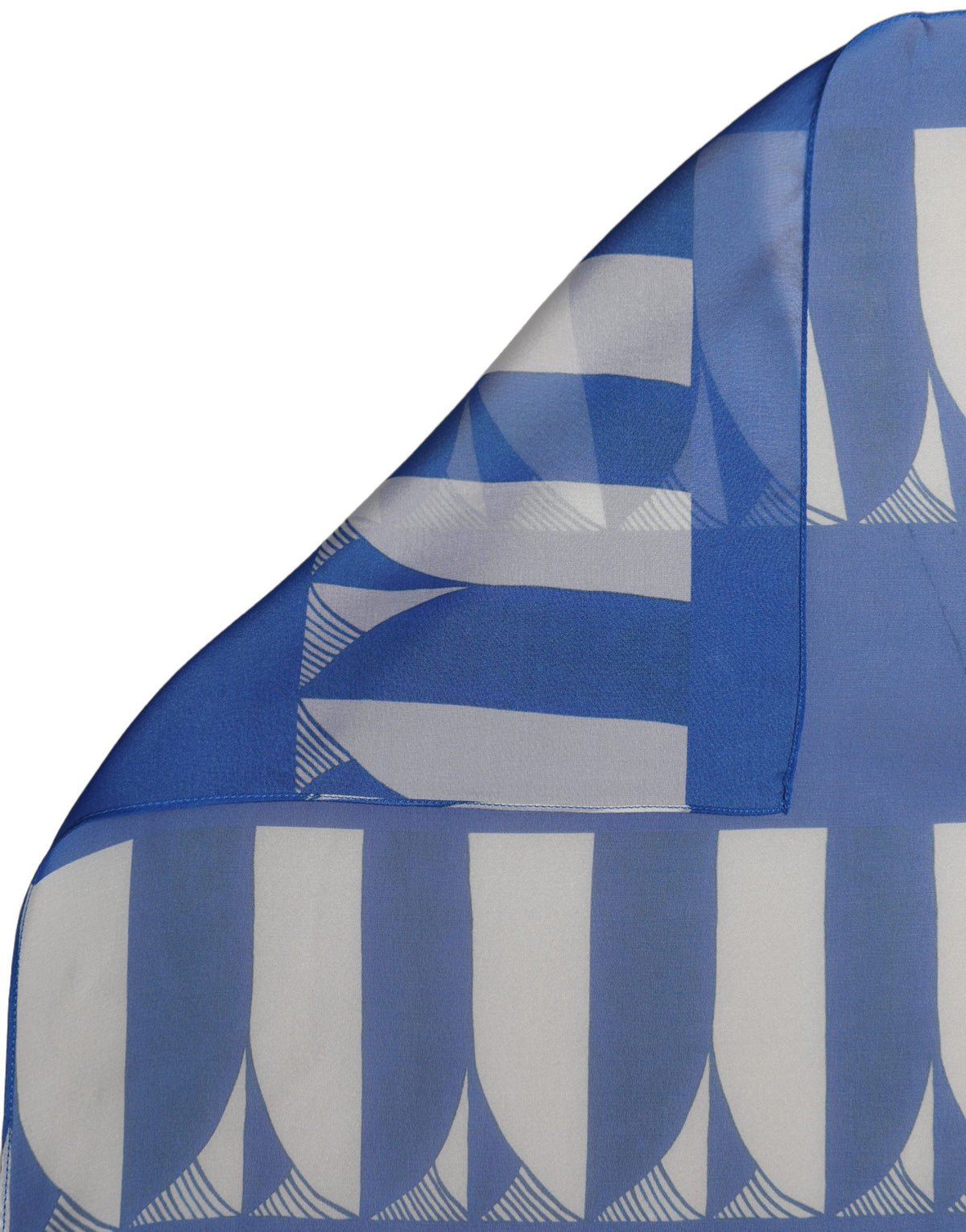 Blue White Patterned Square Foulard Scarf