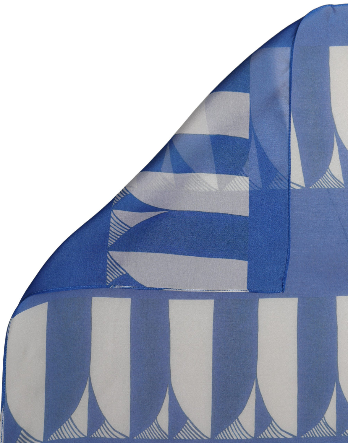 Blue White Patterned Square Foulard Scarf
