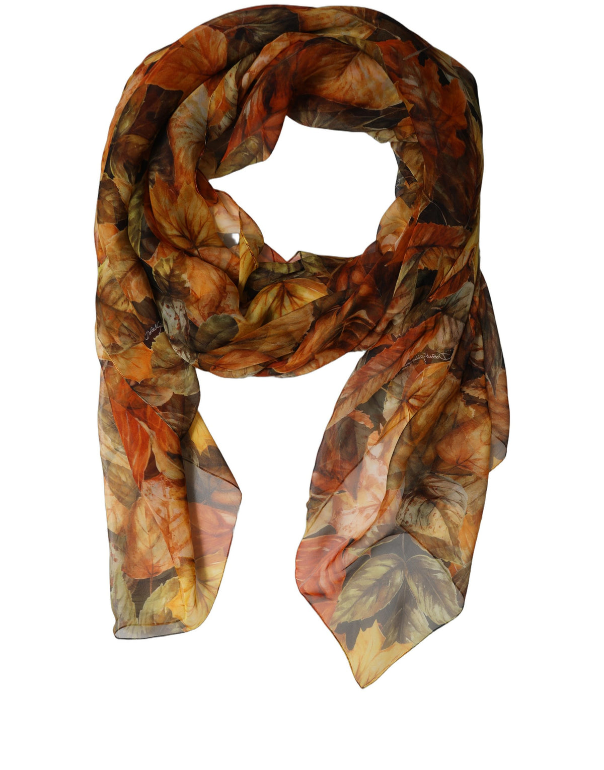 Multicolor Leaf Print Silk Shawl Stole Scarf
