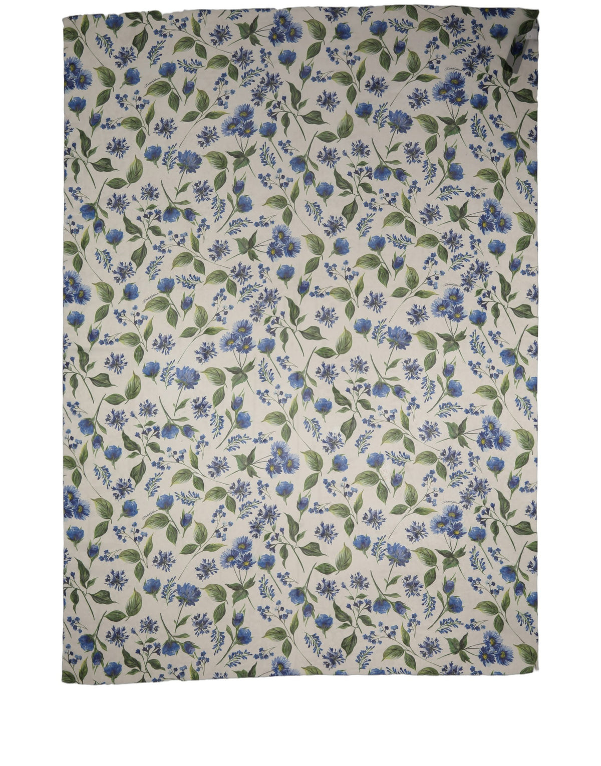 White Blue Floral Polyester Stole Scarf
