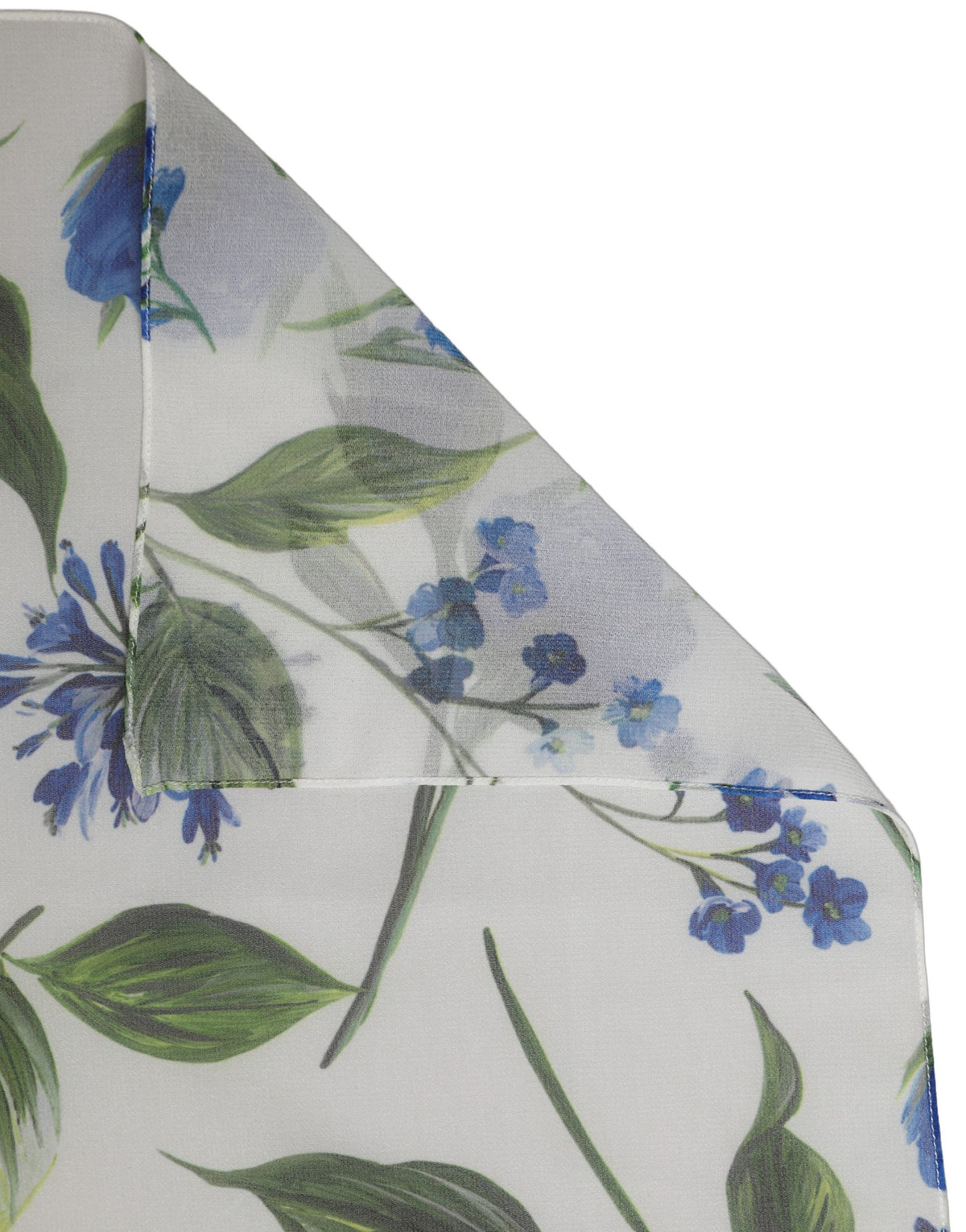 White Blue Floral Polyester Stole Scarf