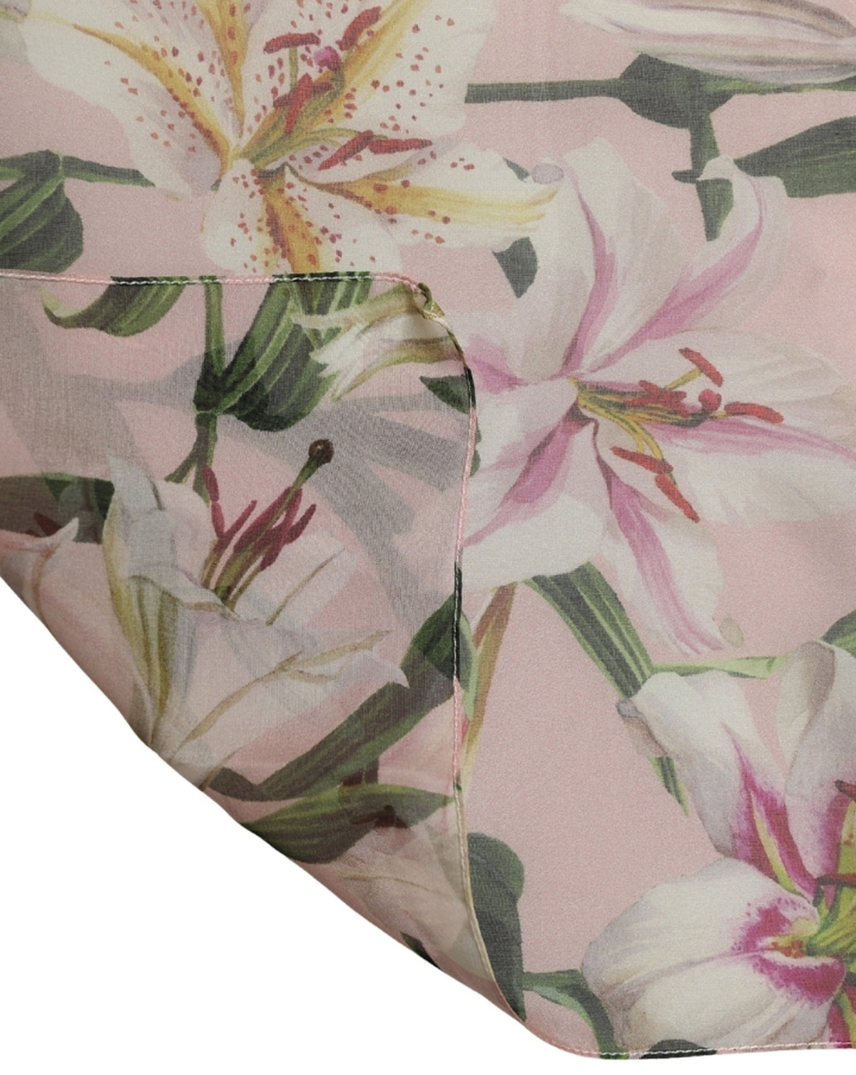 Pink Silk Floral Chiffon Long Stole Scarf