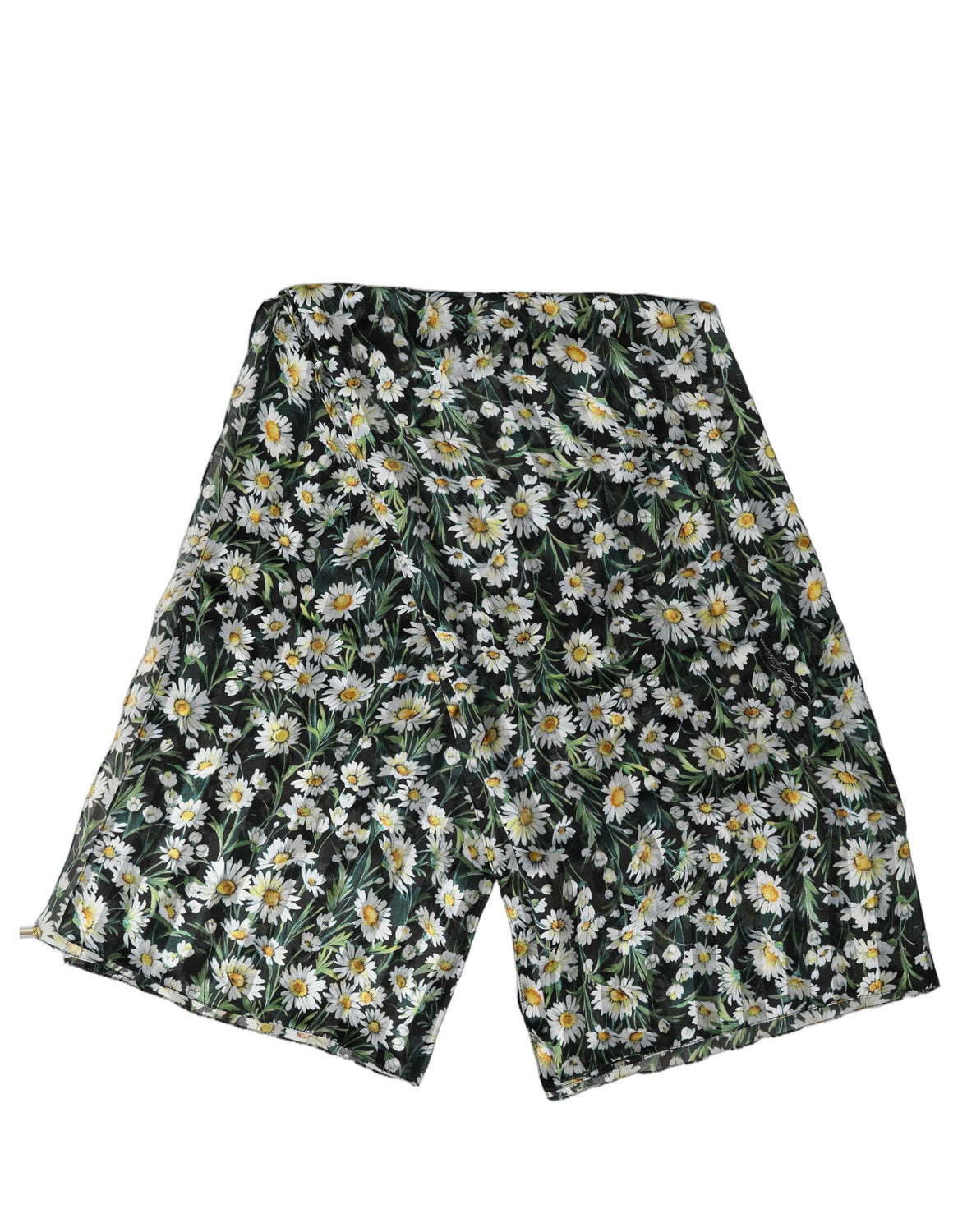 Black Floral Daisy Square Foulard Scarf