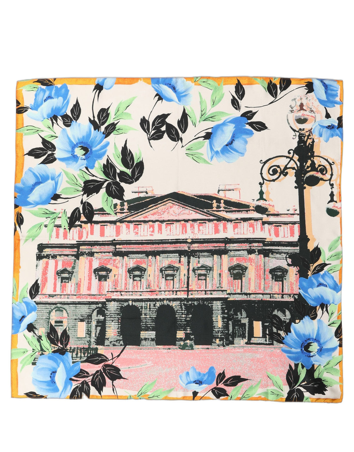 Multicolor Printed Silk Square Foulard Scarf