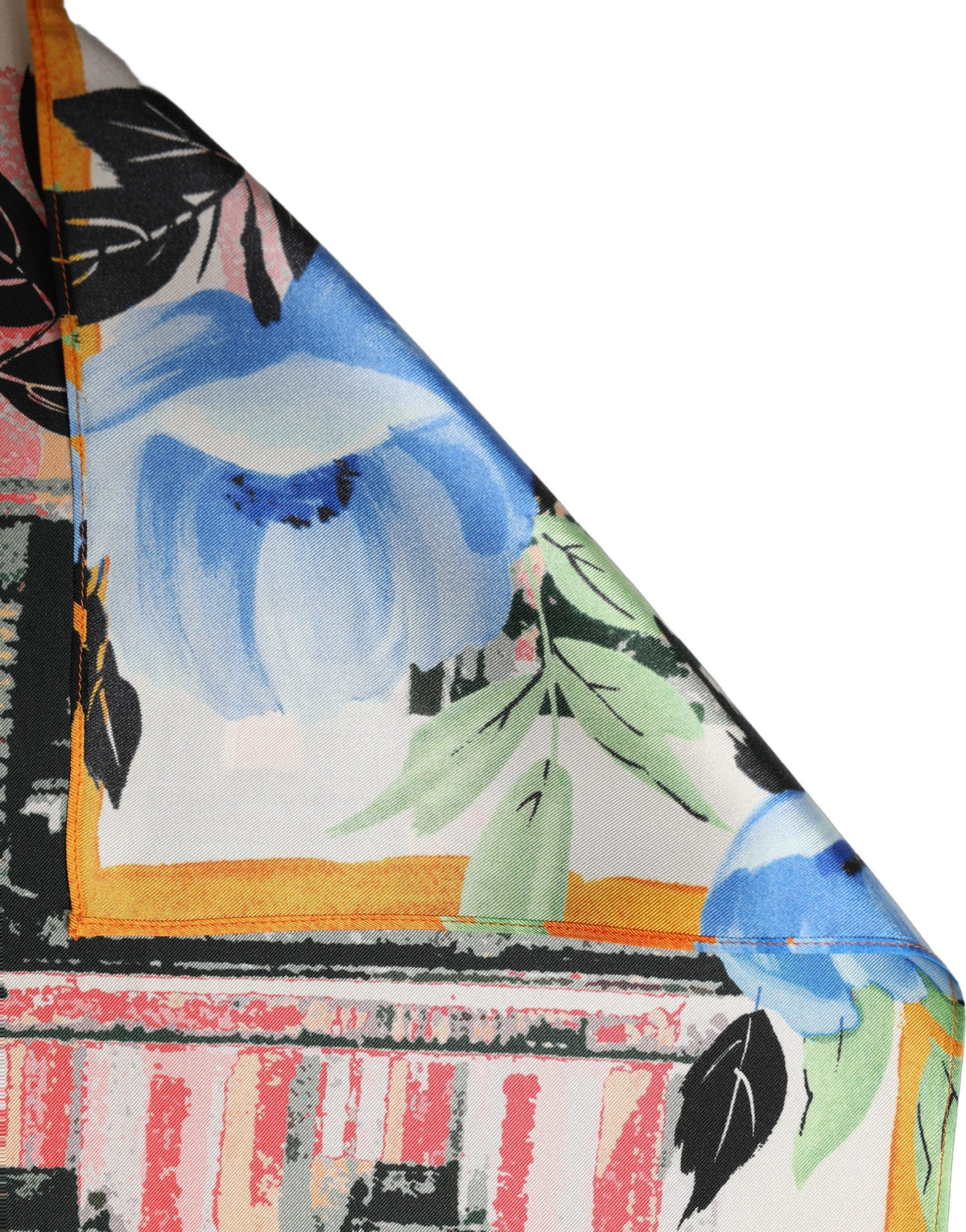 Multicolor Printed Silk Square Foulard Scarf