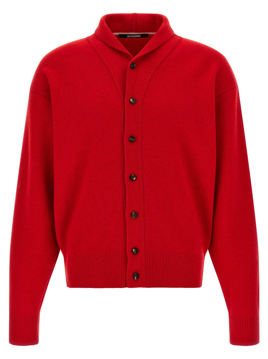 Red Merino Wool Cardigan