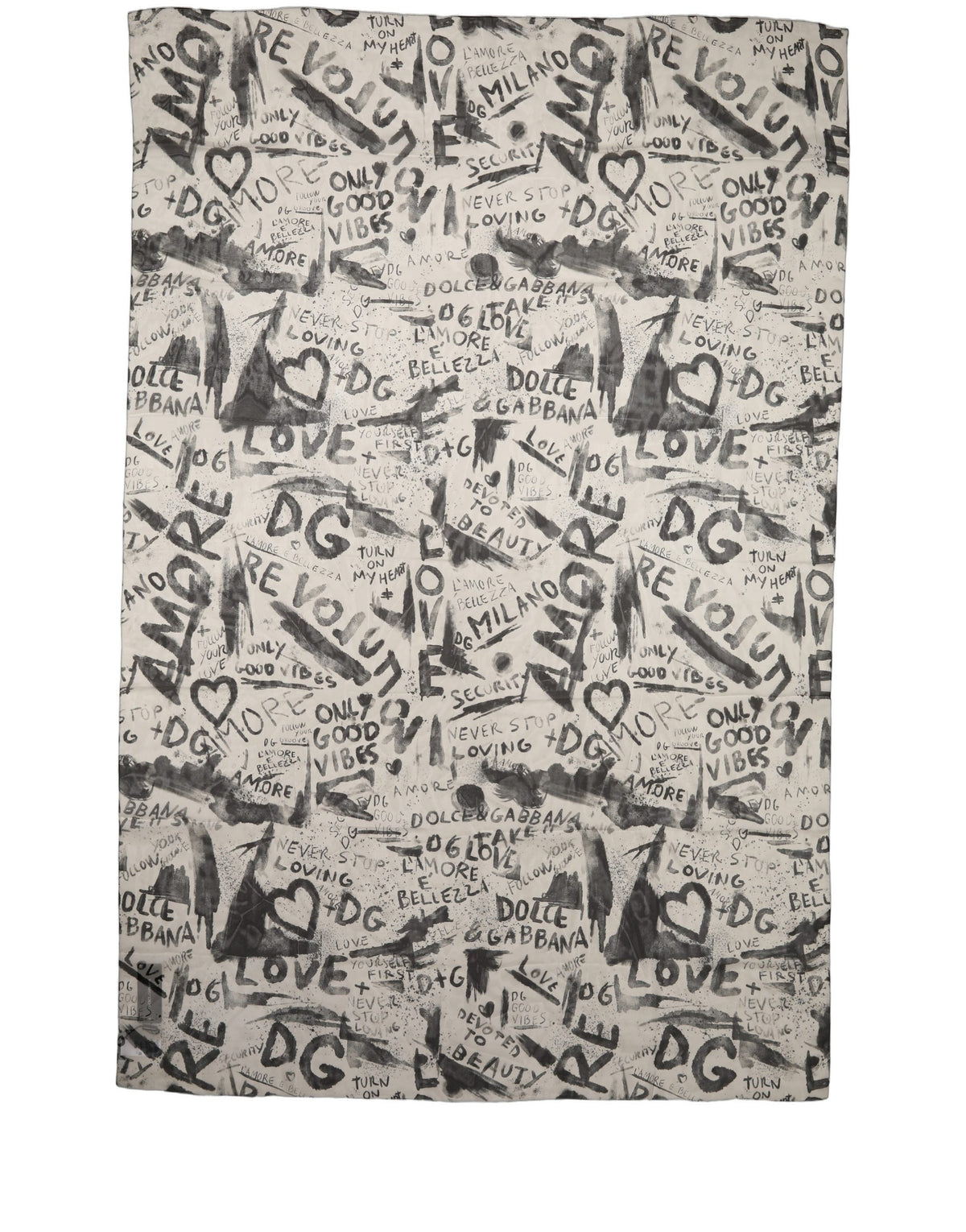 White Graffiti Logo Silk Shawl Stole Scarf