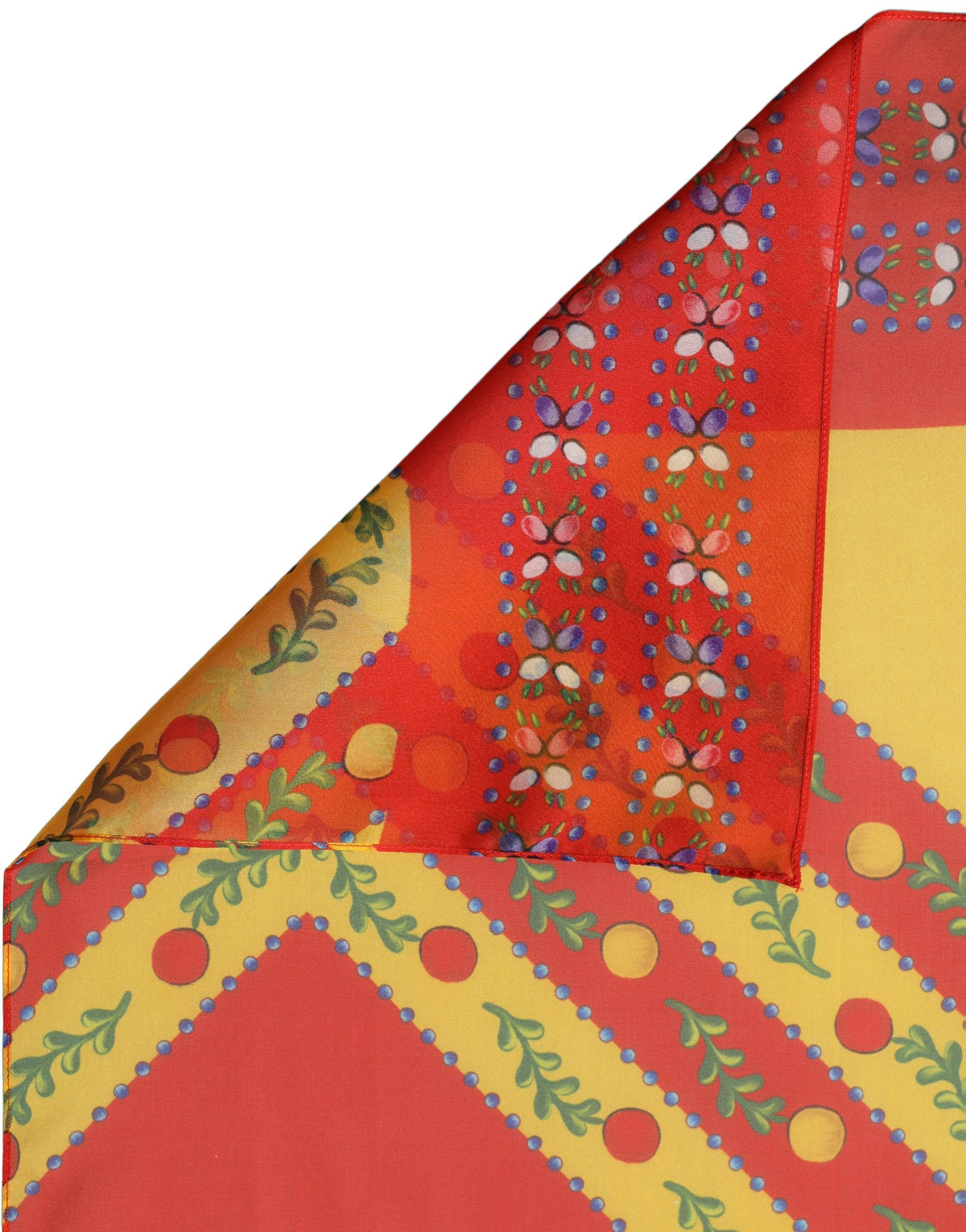 Multicolor Silk Geometric Square Foulard Scarf