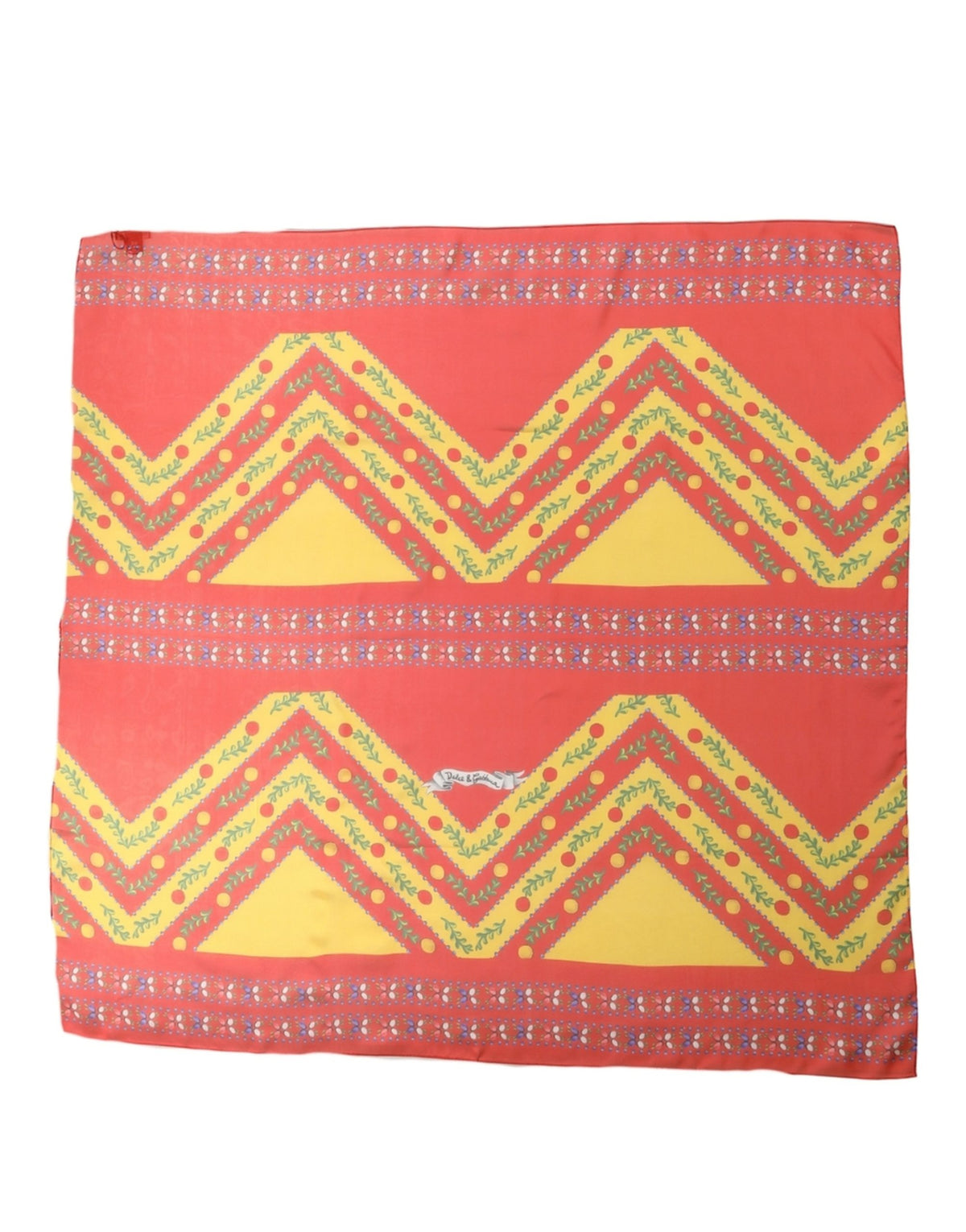 Multicolor Silk Geometric Square Foulard Scarf