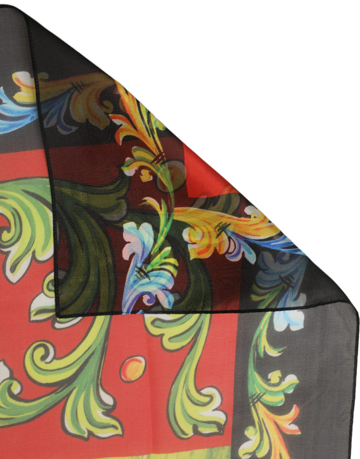 Dark Gray Silk Scenery Print Foulard Scarf