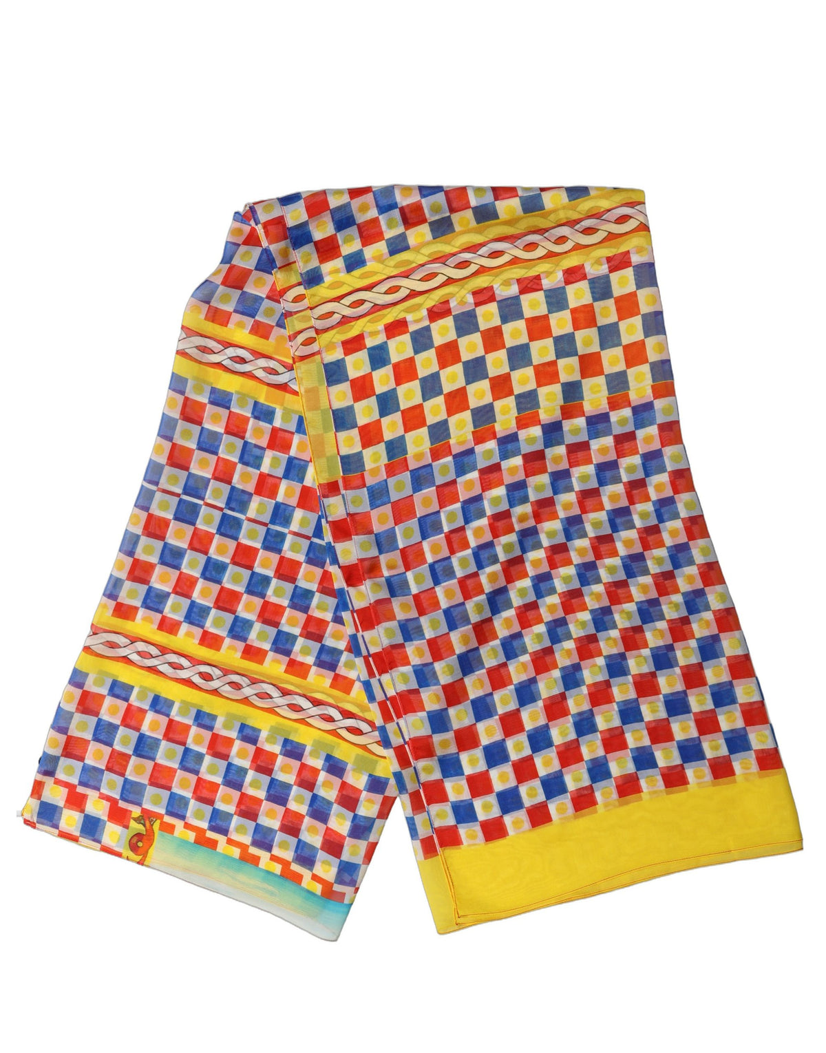 Multicolor Silk Carretto Foulard Scarf