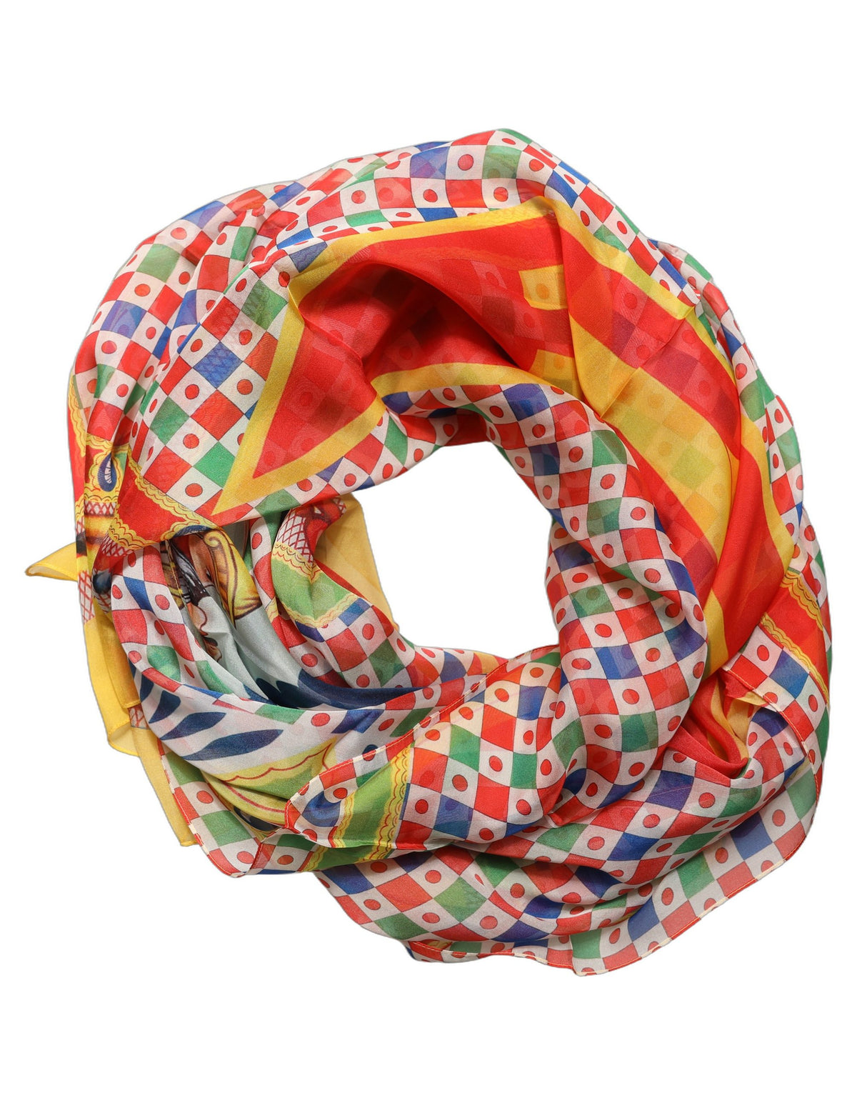 Multicolor Silk Carretto Print Stole Scarf