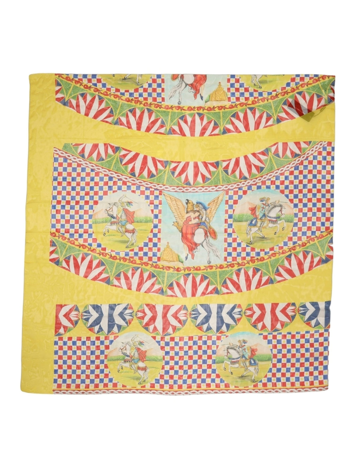 Multicolor Silk Carretto Foulard Scarf