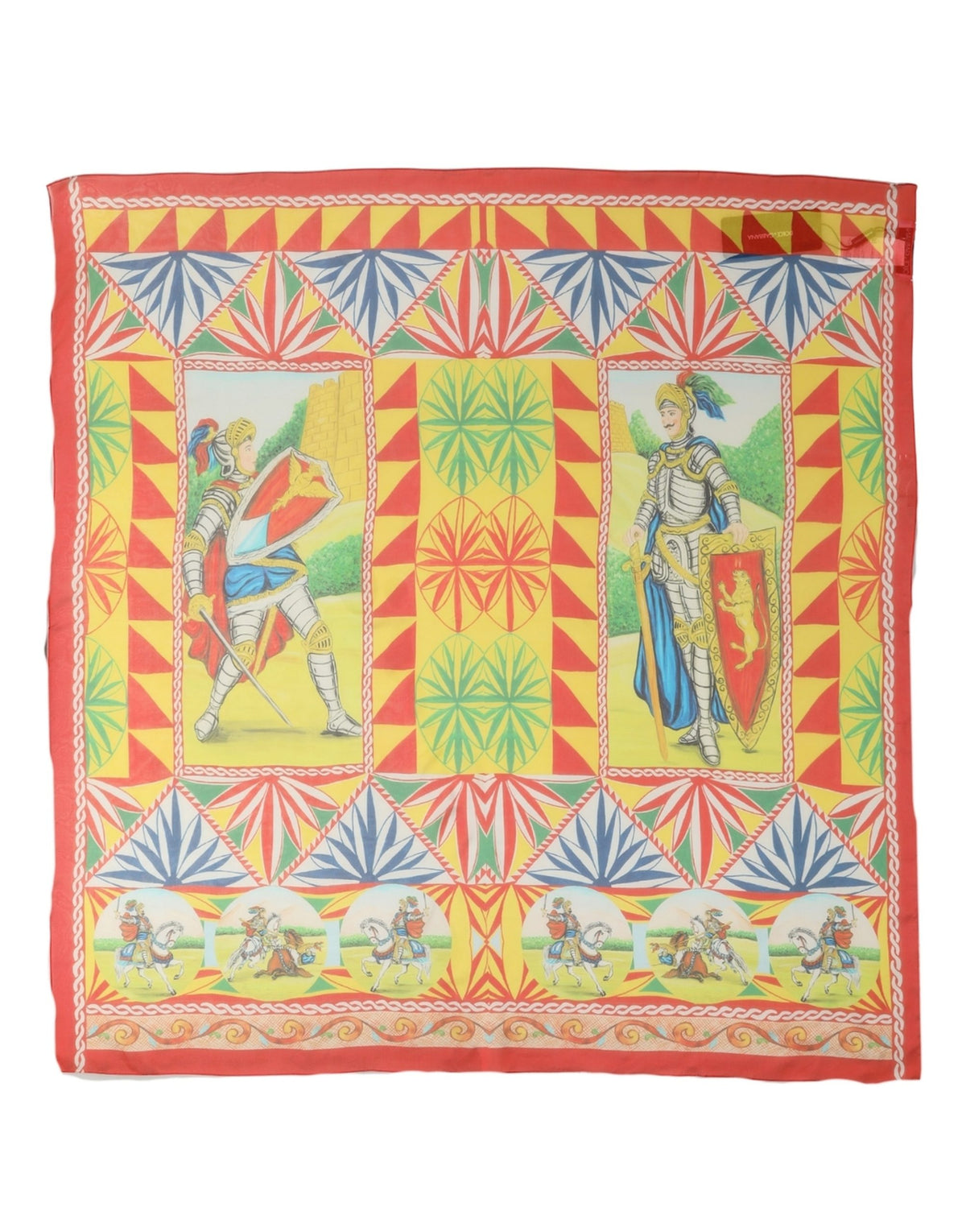 Multicolor Silk Carretto Print Foulard Scarf