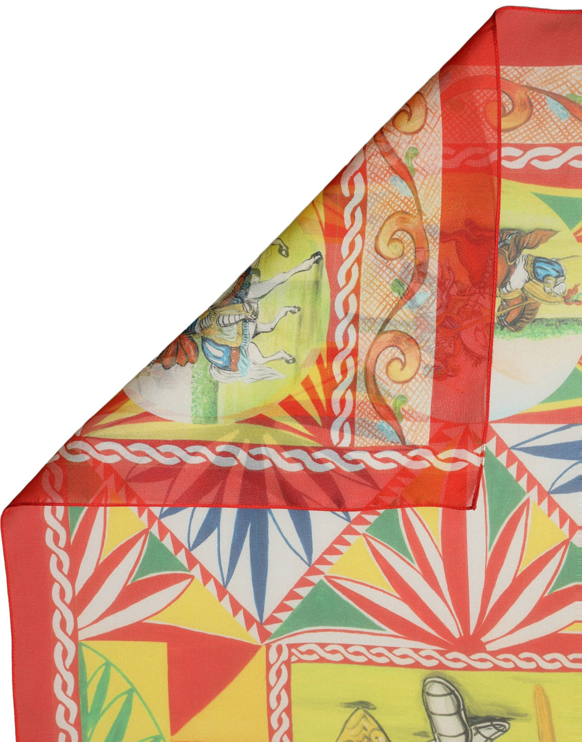 Multicolor Silk Carretto Print Foulard Scarf