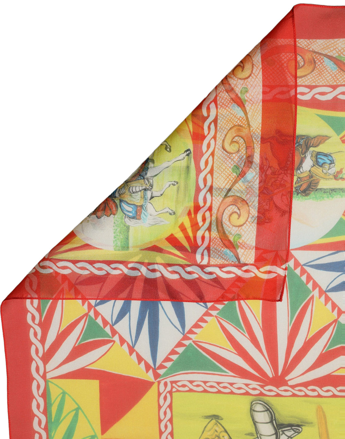 Multicolor Silk Carretto Print Foulard Scarf